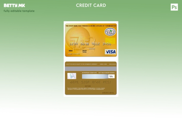 Модерен стил Туркменистан Шаблон за виза картичка на Државната банка